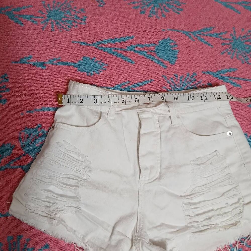 Alexander wang womens size 25 hi waist bite cut jeans shorts white frayed - Picture 3 of 8